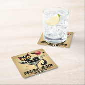 Atomic Futuristic Space Age Black Cat Martini Kartonnen Onderzetters (Insitu)