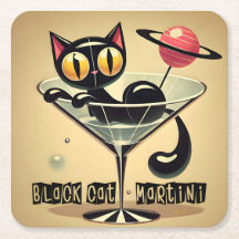 Atomic Futuristic Space Age Black Cat Martini