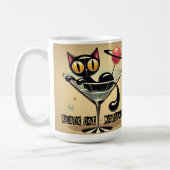 Atomic Futuristic Space Age Black Cat Martini Koffiemok (Links)
