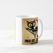 Atomic Futuristic Space Age Black Cat Martini Koffiemok (Voorkant rechts)