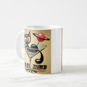 Atomic Futuristic Space Age Black Cat Martini Koffiemok (Voorkant links)