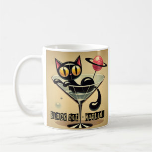 Atomic Futuristic Space Age Black Cat Martini Koffiemok