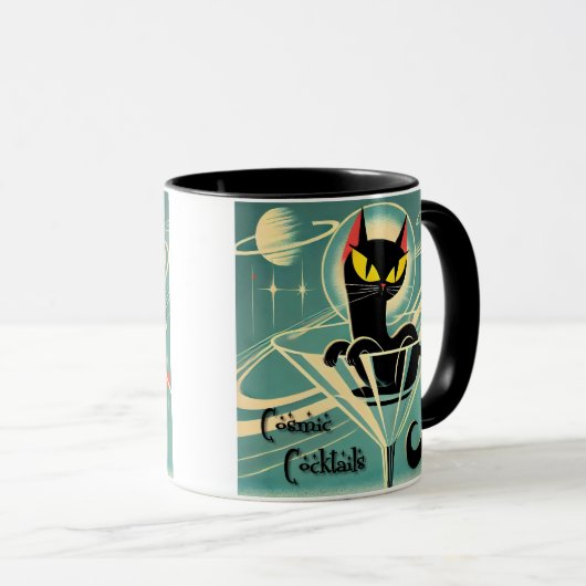 Atomic Futuristic Space Age Black Cat Martini Mok (Voorkant rechts)