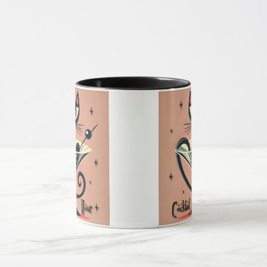 Atomic Futuristic Space Age Black Cat Martini Mok (Midden)