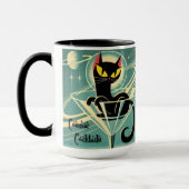 Atomic Futuristic Space Age Black Cat Martini Mok (Links)