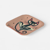 Atomic Futuristic Space Age Black Cat Martini Papieren Bordje (Gebogen)
