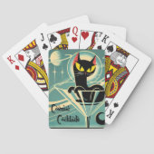 Atomic Futuristic Space Age Black Cat Martini Pokerkaarten (Achterkant)