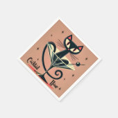 Atomic Futuristic Space Age Black Cat Martini Servet (Hoek)