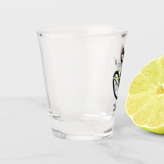 Atomic Futuristic Space Age Black Cat Martini Shot Glas (Links)