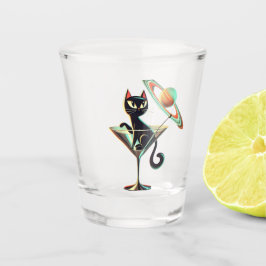 Atomic Futuristic Space Age Black Cat Martini Shot Glas