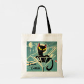 Atomic Futuristic Space Age Black Cat Martini Tote Bag (Achterkant)