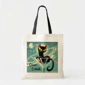 Atomic Futuristic Space Age Black Cat Martini Tote Bag (Voorkant)
