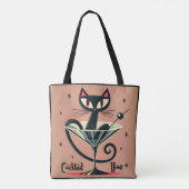 Atomic Futuristic Space Age Black Cat Martini Tote Bag (Achterkant)