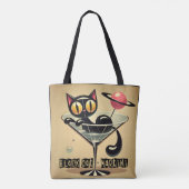 Atomic Futuristic Space Age Black Cat Martini Tote Bag (Achterkant)