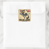 Atomic Futuristic Space Age Black Cat Martini Vierkante Sticker (Tas)