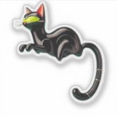 Atomic Futuristic Space Age Black Cat Sticker (Voorkant)
