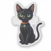 Atomic Futuristic Space Age Cosmic Black Cat Sticker (Voorkant)