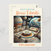 Atomic Futuristic Space Age Kids Playroom Briefkaart (Voorkant / Achterkant)