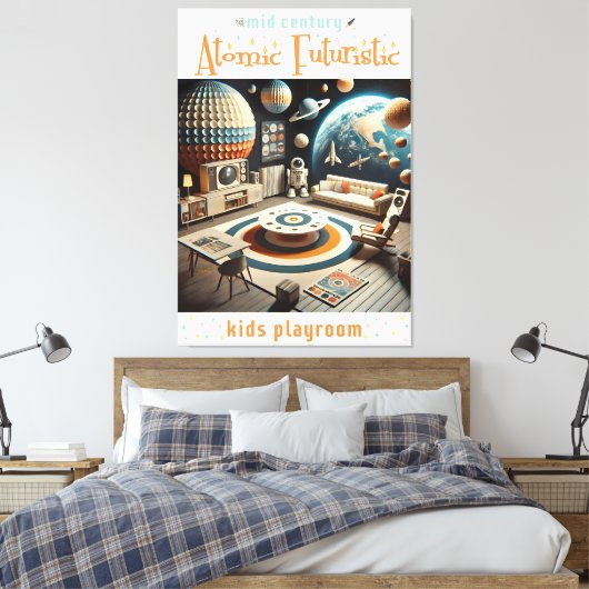 Atomic Futuristic Space Age Kids Playroom Canvas Afdruk (Insitu (Slaapkamer))