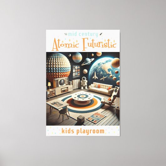 Atomic Futuristic Space Age Kids Playroom Canvas Afdruk (Voorkant)