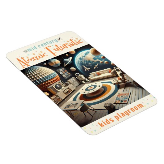 Atomic Futuristic Space Age Kids Playroom Magneet (Rechterzijde)
