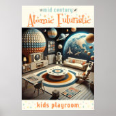 Atomic Futuristic Space Age Kids Playroom Poster (Voorkant)