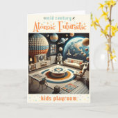 Atomic Futuristic Space Age Kinder speelkamer Kaart (Gele Bloem)