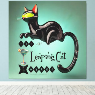 Atomic Futuristic The Leaping Cat Lounge Canvas Afdruk