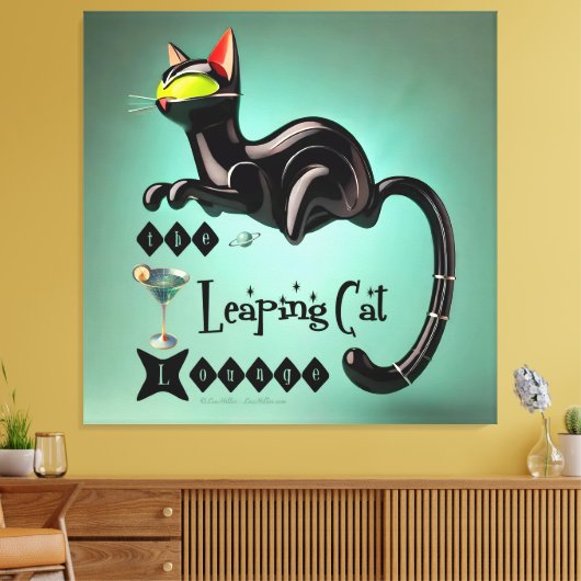 Atomic Futuristic The Leaping Cat Lounge Canvas Afdruk (Insitu (Woonkamer))