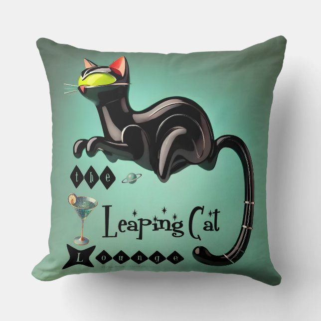 Atomic Futuristic The Leaping Cat Lounge Kussen (Voorkant)