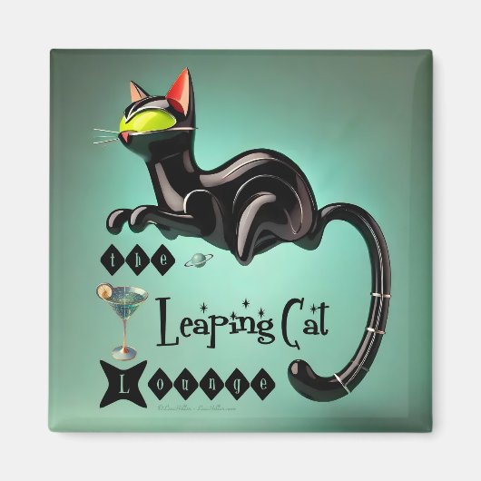 Atomic Futuristic The Leaping Cat Lounge Magneet (Voorkant)
