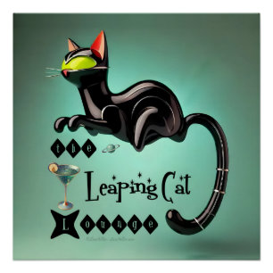 Atomic Futuristic The Leaping Cat Lounge Perfect Poster