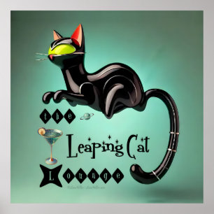 Atomic Futuristic The Leaping Cat Lounge Poster