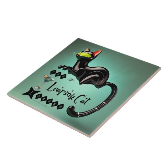 Atomic Futuristic The Leaping Cat Lounge Tegeltje (Zijkant)