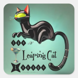 Atomic Futuristic The Leaping Cat Lounge Vierkante Sticker