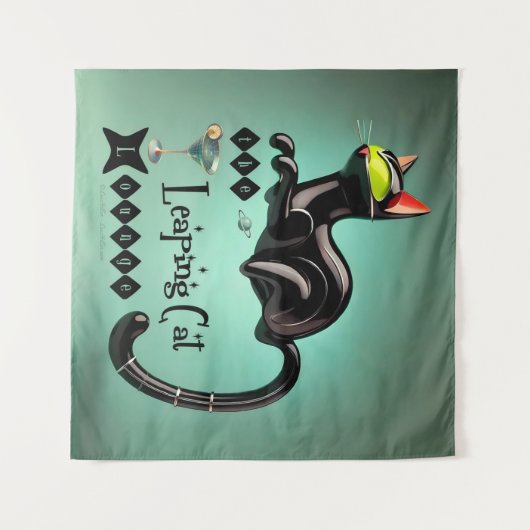 Atomic Futuristic The Leaping Cat Lounge Wandkleed (Voorkant (horizontaal))