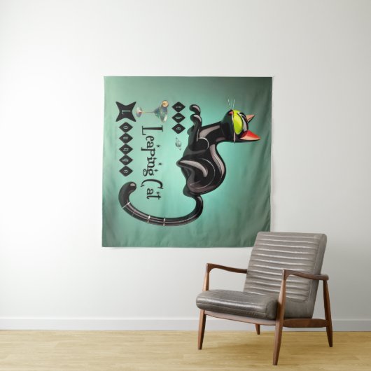 Atomic Futuristic The Leaping Cat Lounge Wandkleed (In Situ (horizontaal))