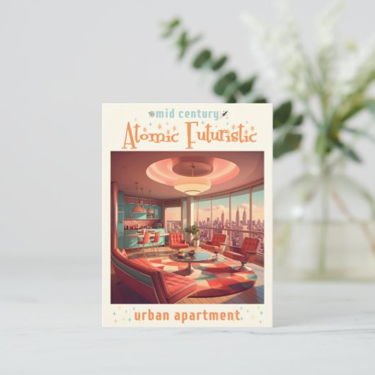 Atomic Futuristic Urban Apartment Briefkaart (Staand voorkant)