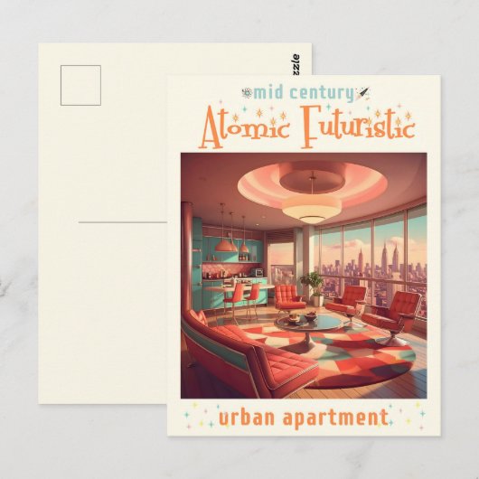 Atomic Futuristic Urban Apartment Briefkaart (Voorkant / Achterkant)