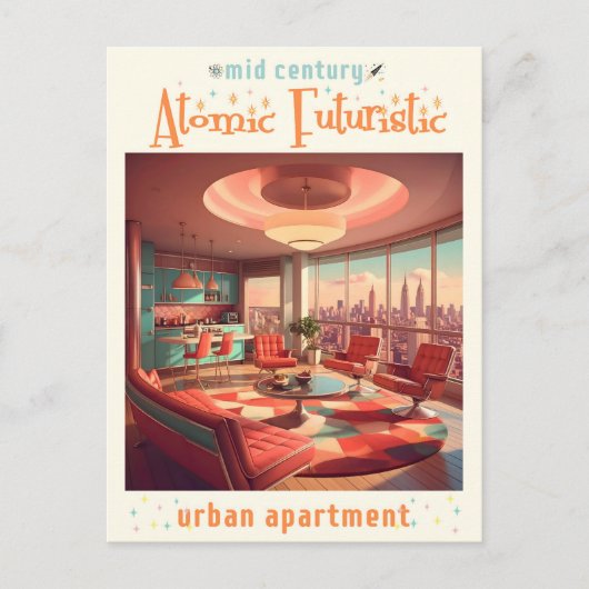 Atomic Futuristic Urban Apartment Briefkaart (Voorkant)