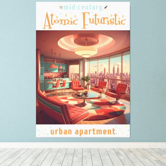 Atomic Futuristic Urban Apartment Canvas Afdruk (Insitu (Houten vloer))