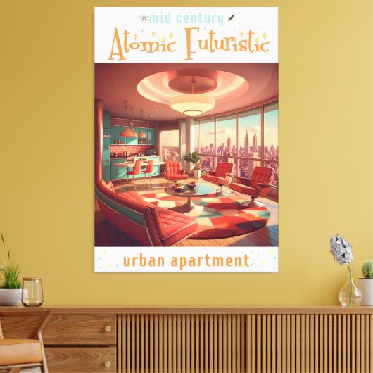 Atomic Futuristic Urban Apartment Canvas Afdruk (Insitu (Woonkamer))