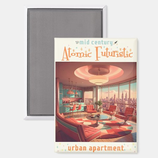 Atomic Futuristic Urban Apartment Magneet (Voorkant / Achterkant)