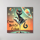 Atomic futuristische kosmische zwarte kat cocktail canvas afdruk (Voorkant)
