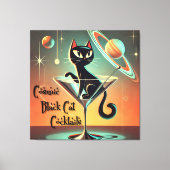 Atomic futuristische kosmische zwarte kat cocktail canvas afdruk (Voorkant)