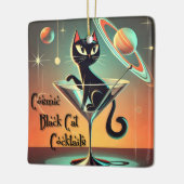 Atomic futuristische kosmische zwarte kat cocktail keramisch ornament (Links)