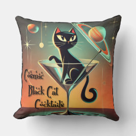 Atomic futuristische kosmische zwarte kat cocktail kussen