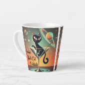 Atomic futuristische kosmische zwarte kat cocktail latte mok (Linkerhoek)