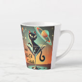 Atomic futuristische kosmische zwarte kat cocktail latte mok (Rechts)