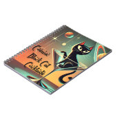 Atomic futuristische kosmische zwarte kat cocktail notitieboek (Linkerzijde)